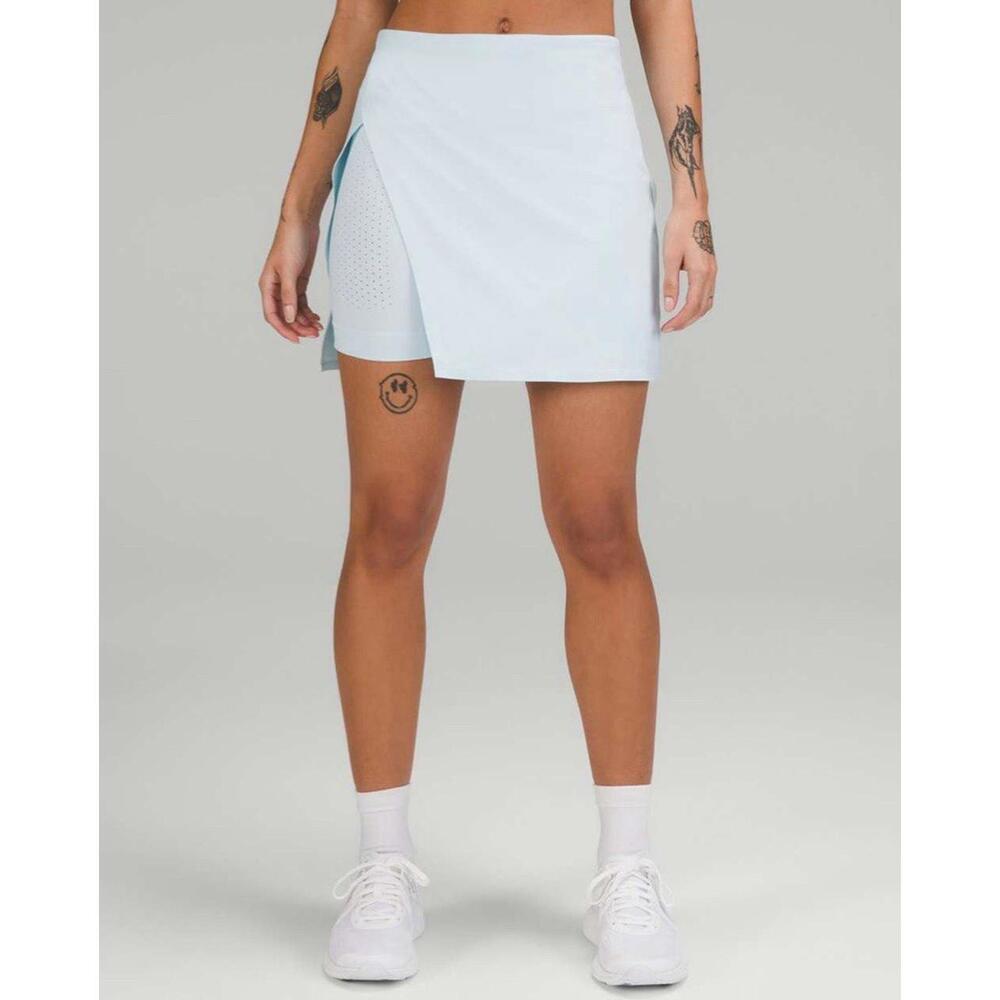 Lululemon Super High Rise Side Slit Tennis Skirt Powder Blue PWBE NWT 8